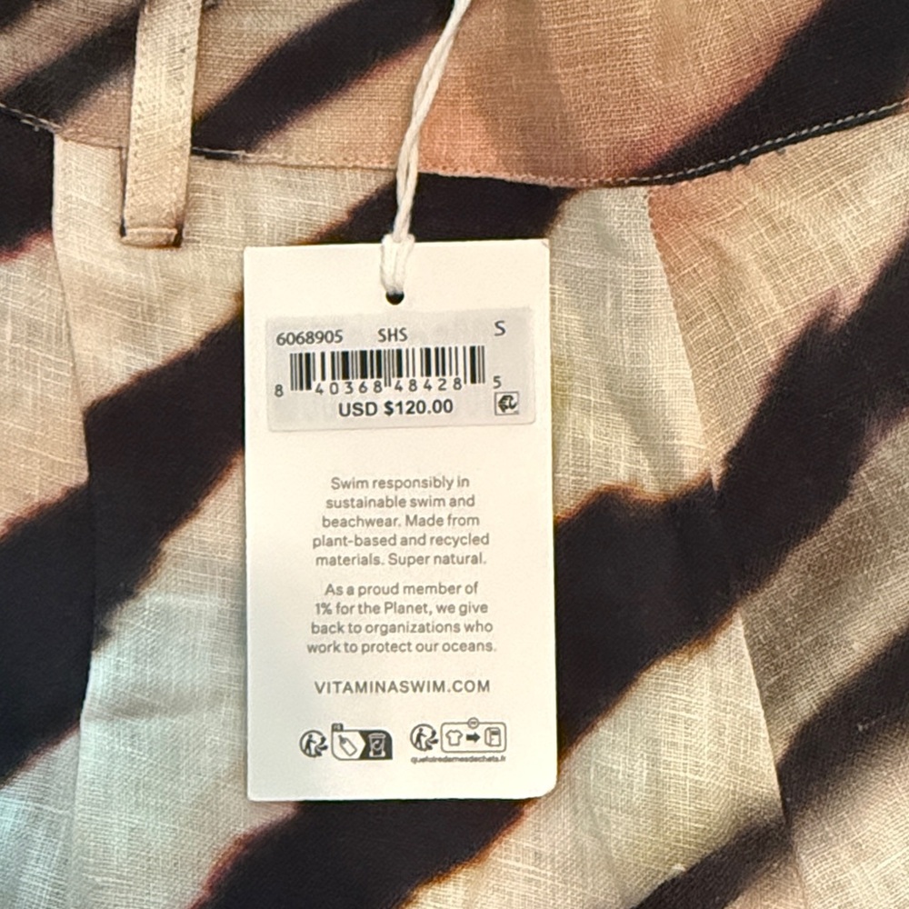 Tiger Stripe Linen-Blend Skirt — Black & Cream - Picture 2 of 5